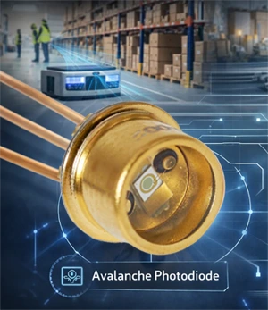 APD in foreground with background image showing an AGV in a warehouse